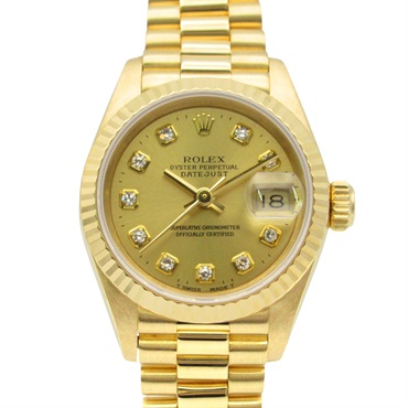 ROLEX Datejust 10P Diamond U Wrist Watch 69178G Auto 18KYG Gold Used Women