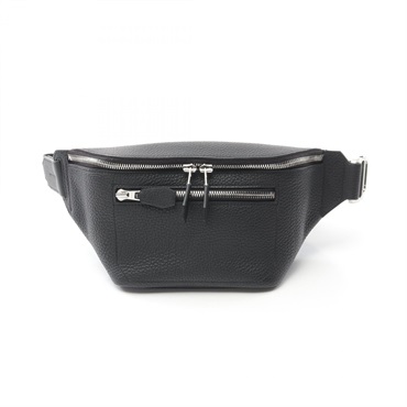 HERMES City Slide Cross PM Waist bum belt bag B Togo leather Black Used SHW