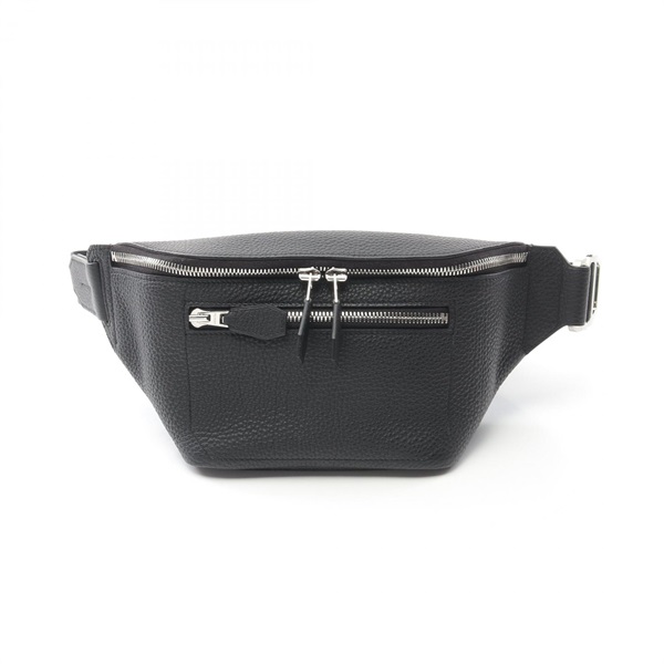 HERMES City Slide Cross PM Waist bum belt bag B Togo leather Black Used SHW