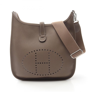HERMES Evelyne 3 GM Shoulder crossbody Bag D Taurillon Clemence Etoupe Grey SHW