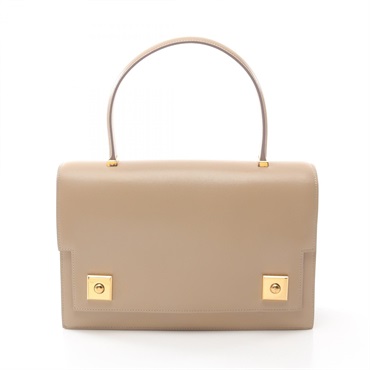 HERMES Piano Handbag Box calf leather Beige Used Women GHW M