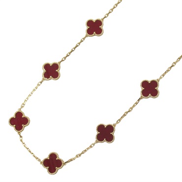 Van Cleef & Arpels Vintage Alhambra 20 motif long carnelian Necklace 18KYG Gold