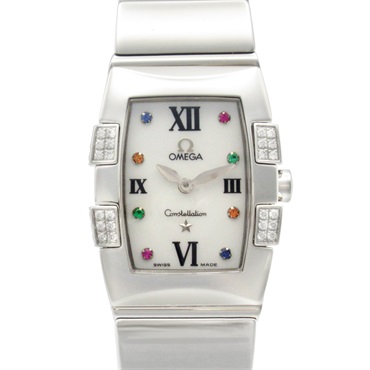 OMEGA Constellation Quadrella Mini Diamond Wrist Watch Quartz SS Used Women