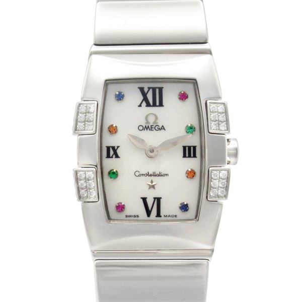 OMEGA Constellation Quadrella Mini Diamond Wrist Watch Quartz SS Used Women