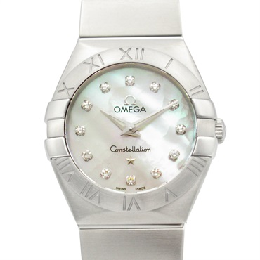 OMEGA Constellation 12P Diamond Wrist Watch 123.10.24.60.55 Quartz SS Used Women