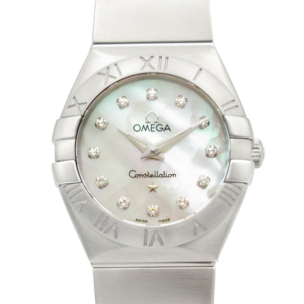 OMEGA Constellation 12P Diamond Wrist Watch 123.10.24.60.55 Quartz SS Used Women