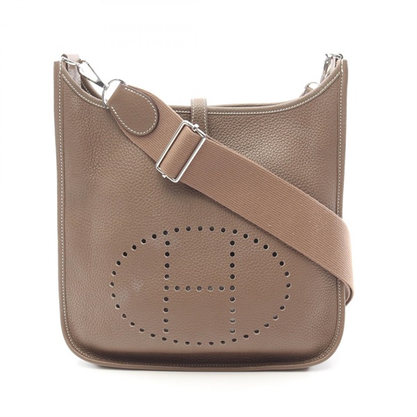 HERMES Evelyne 3 Troyes PM Shoulder Bag A Clemence leather Etoupe Grey Used SHW