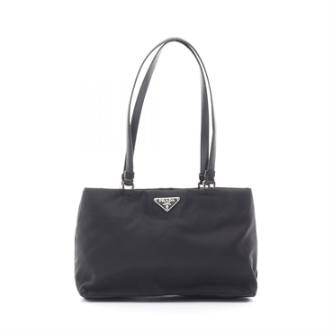 PRADA Hand shoulder bag Nylon leather Black Used