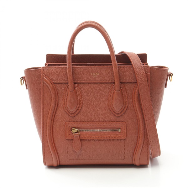CELINE Luggage Nano Shopper Hand shoulder crossbody bag 189243 leather Brown