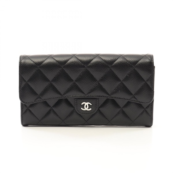 CHANEL Classic Long Flap Wallet Matelasse Bifold long purse AP0241 leather Black