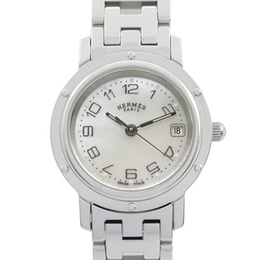 HERMES Clipper Necra Wrist Watch CL4.210 Quartz Stainless Steel Used Women
