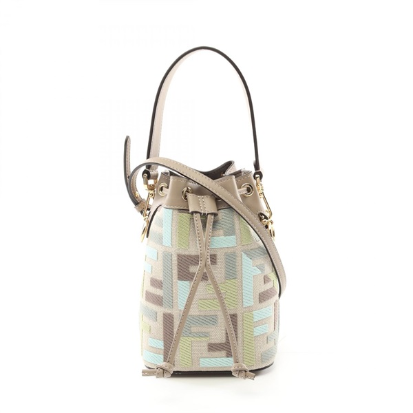 FENDI Mini Mont Tresor Hand crossbody bag 8BS093AUPIF1SKI canvas leather beige