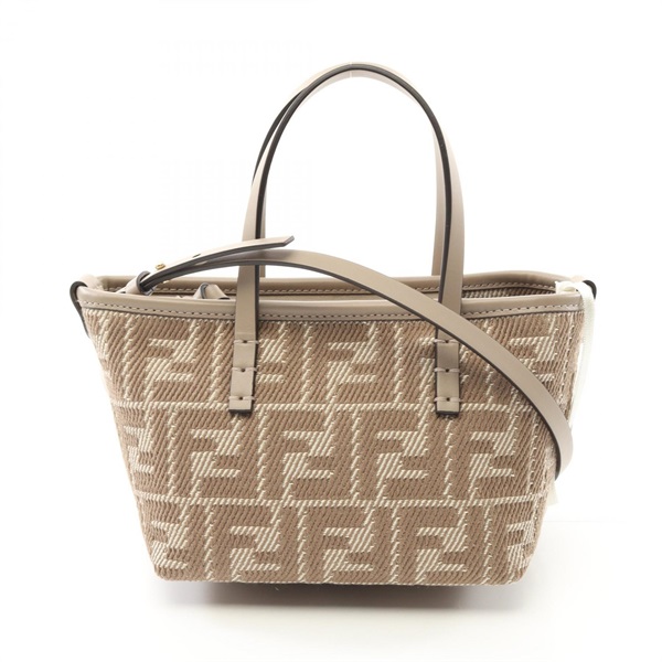 FENDI Roll Mini Hand shoulder crossbody bag 8BS096AUPXF1SNP canvas leather Beige