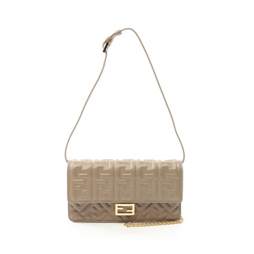 FENDI Baguette Zucca Shoulder Bag purse 8M0498AAJDF0E65 leather Beige