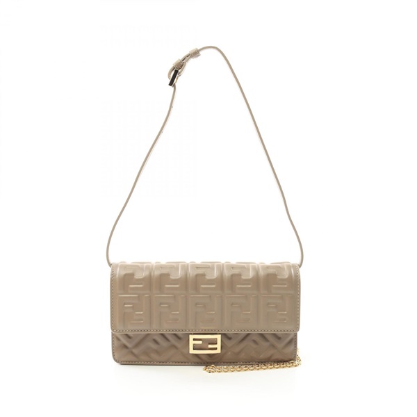 FENDI Baguette Zucca Shoulder Bag purse 8M0498AAJDF0E65 leather Beige