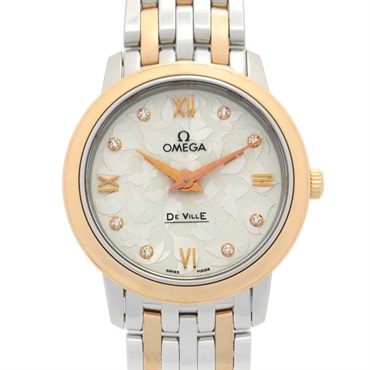 OMEGA De Ville Prestige 8P Diamond Wrist Watch Quartz 18KPG SS used women