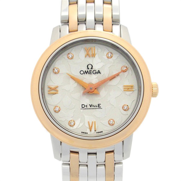 OMEGA De Ville Prestige 8P Diamond Wrist Watch Quartz 18KPG SS used women