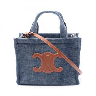 CELINE SMALL CABAS Thais Shoulder Tote Bag 199162GFF05BD denim leather Navy NEW
