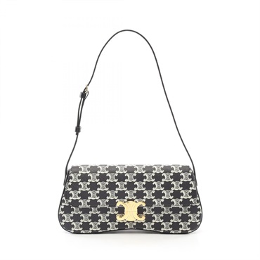 CELINE Medium Roller Shoulder Bag 115532FQO38NO canvas leather Black White NEW