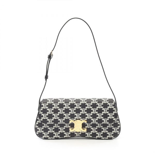 CELINE Medium Roller Shoulder Bag 115532FQO38NO canvas leather Black White NEW