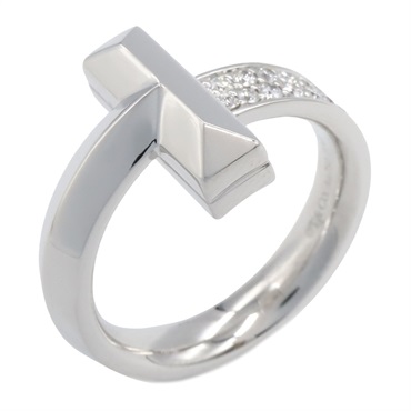TIFFANY＆CO T One Wide Diamond Ring 18KWG White Gold Used Women US size 7
