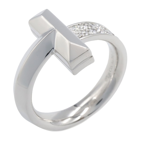 TIFFANY＆CO T One Wide Diamond Ring 18KWG White Gold Used Women US size 7