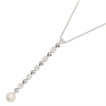 BVLGARI Lucia Diamond Pearl Necklace 18KWG White Gold used women pendant