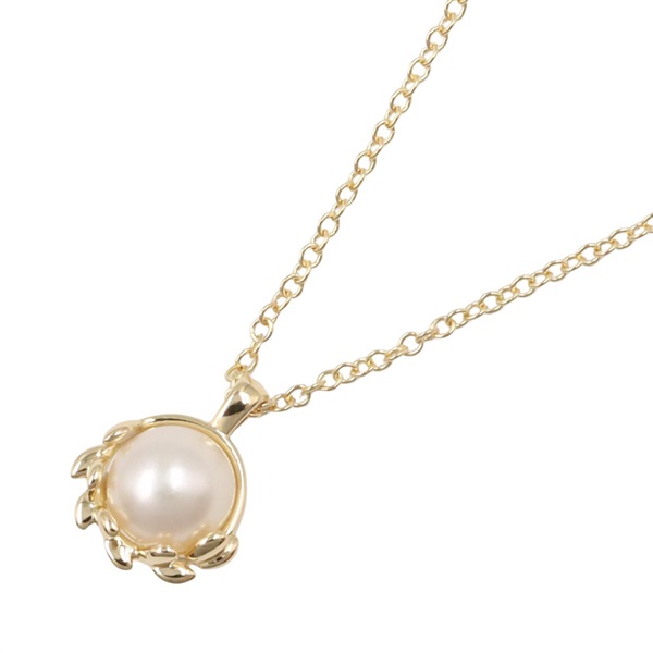 TIFFANY＆CO Olive Leaf Pearl Necklace 18KYG Yellow Gold White Used women