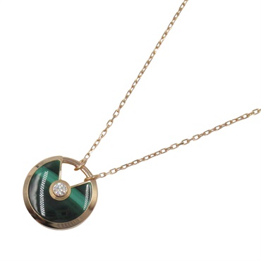 CARTIER Amulet Necklace Malachite 18KPG Pink Rose Gold Green Used women