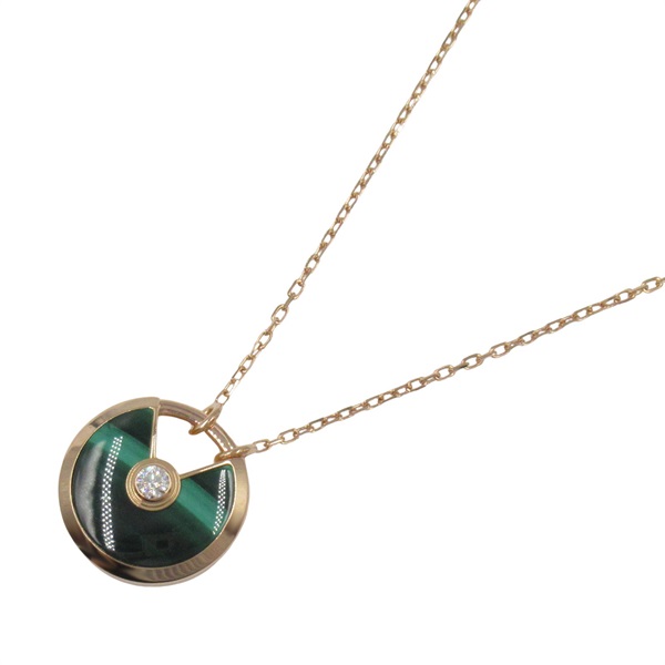 CARTIER Amulet Necklace Malachite 18KPG Pink Rose Gold Green Used women