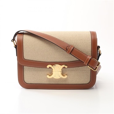 CELINE Classic Triomphe Shoulder Bag 191242EGC02NT canvas leather Beige NEW