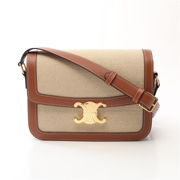 CELINE Classic Triomphe Shoulder Bag 191242EGC02NT canvas leather Beige NEW