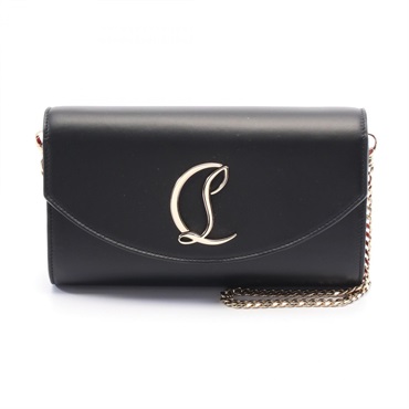 Christian Louboutin Wallet on chain  Shoulder Bag 1235118CM6S leather Black NEW
