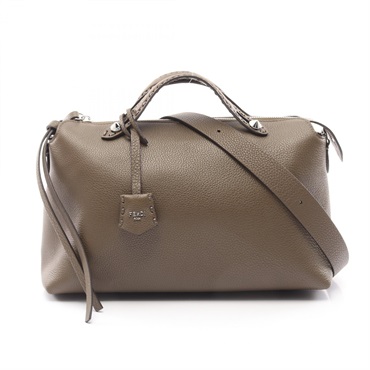 FENDI By the Way Selleria Large Shoulder Handbag 8BL156A leather Khaki NEW