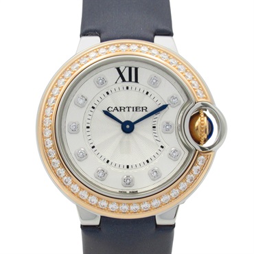 CARTIER Baron blue Wrist Watch W3BB0025 Quartz 18KPG Gold SS Used Women