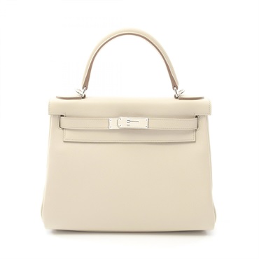 HERMES Kelly 28 Hand shoulder bag W Evercolor leather Beton Used SHW
