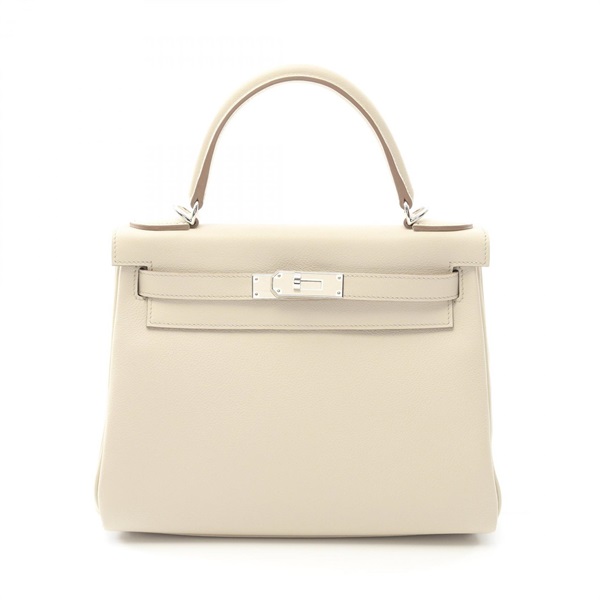 HERMES Kelly 28 Hand shoulder bag W Evercolor leather Beton Used SHW