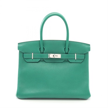 HERMES Birkin 30 Verso Handbag Clemence leather Green Khaki Used women C SHW