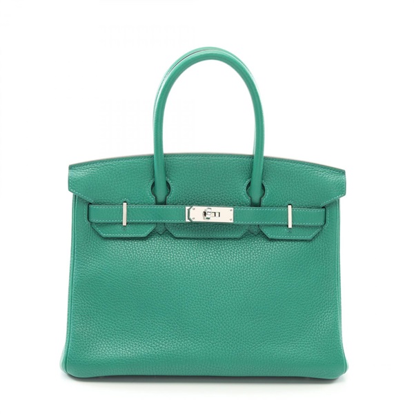 HERMES Birkin 30 Verso Handbag Clemence leather Green Khaki Used women C SHW