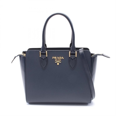 PRADA SAFFIANO 2way Shoulder Handbag 1BA113 Saffiano leather Navy Used Women