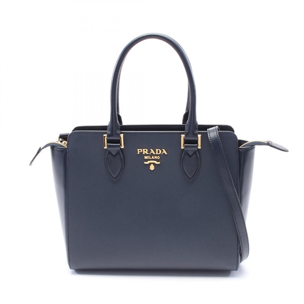 PRADA SAFFIANO 2way Shoulder Handbag 1BA113 Saffiano leather Navy Used Women