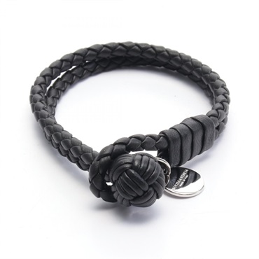BOTTEGA VENETA Intrecciato Bracelet 113546 leather Black NEW mens