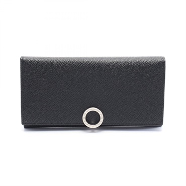 BVLGARI BVLGARI Clip Bifold long purse wallet 30412 leather Black