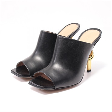 BOTTEGA VENETA Knot Mule Sandal 740589VBSF0100038 Leather Black NEW Women #38 BV