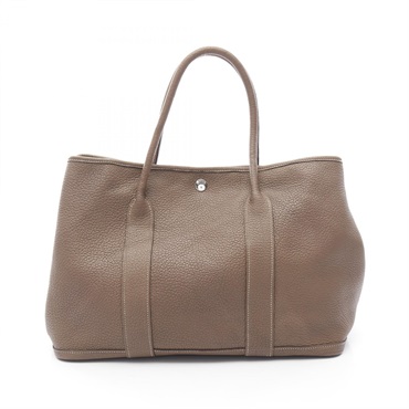 HERMES Garden party PM Tote Bag Negonda leather Brown Etoupe Grey Used Women C