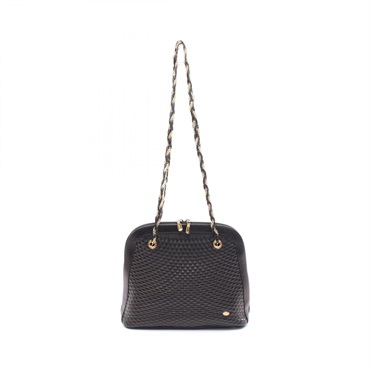 BALLY Chain Shoulder Bag leather Black Used Women GHW