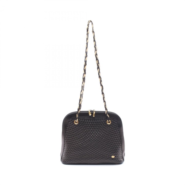 BALLY Chain Shoulder Bag leather Black Used Women GHW