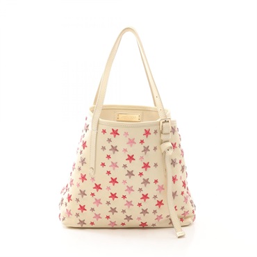 JIMMY CHOO SASHA S Shoulder Tote Bag leather Beige Red Pink Used Women