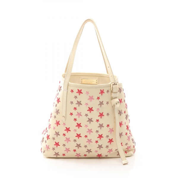 JIMMY CHOO SASHA S Shoulder Tote Bag leather Beige Red Pink Used Women
