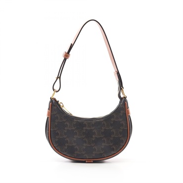 CELINE AVA Mini Ava Triomphe shoulder Handbag 10I602DS1 canvas Black Brown Used
